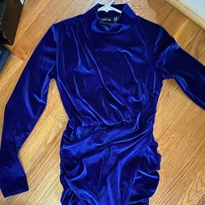 Boohoo cobalt blue velvet mini dress